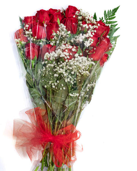 Dozen Roses in Cellophane